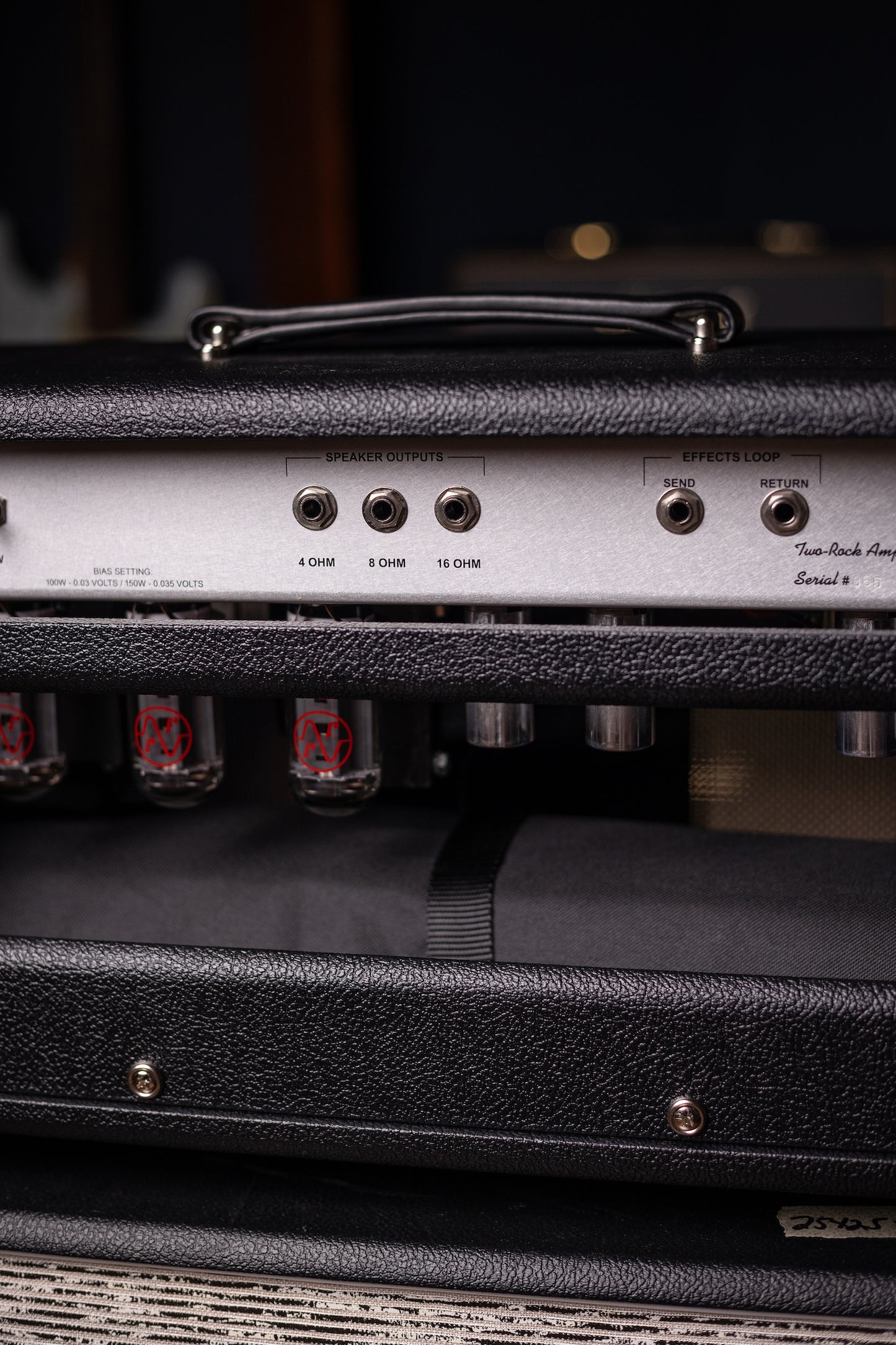 Two-Rock Silver Sterling Signature 100 Watt Head - Black Bronco, Aged British Black and Tan Cloth, White Piping, Silver Knobs