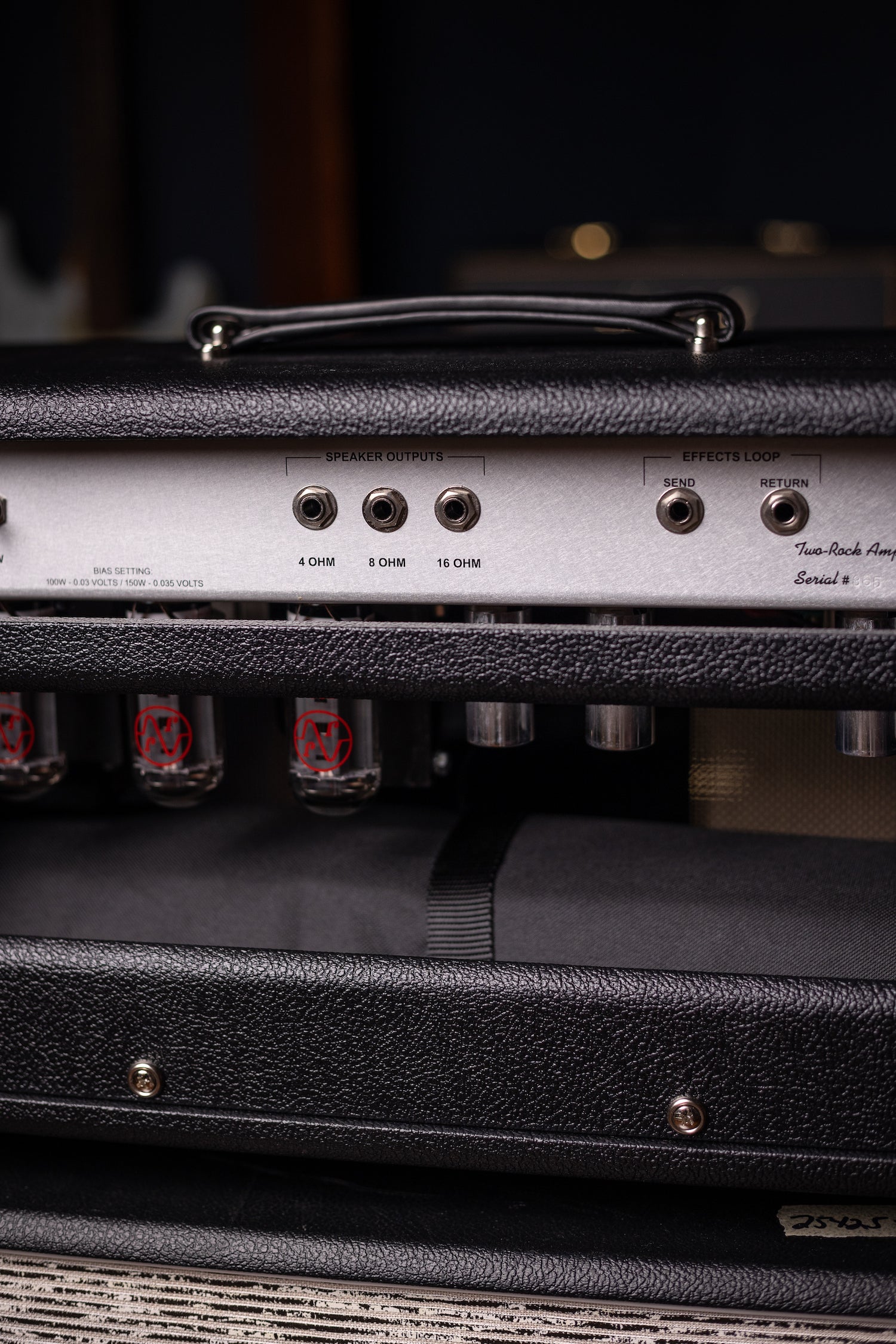 Two-Rock Silver Sterling Signature 100 Watt Head - Black Bronco, Aged British Black and Tan Cloth, White Piping, Silver Knobs