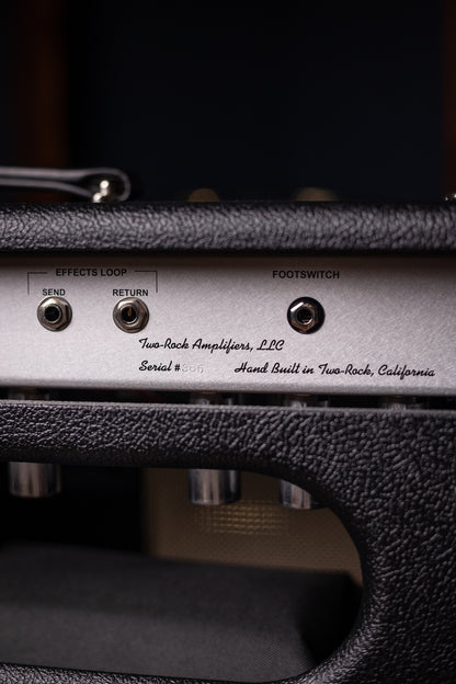 Two-Rock Silver Sterling Signature 100 Watt Head - Black Bronco, Aged British Black and Tan Cloth, White Piping, Silver Knobs