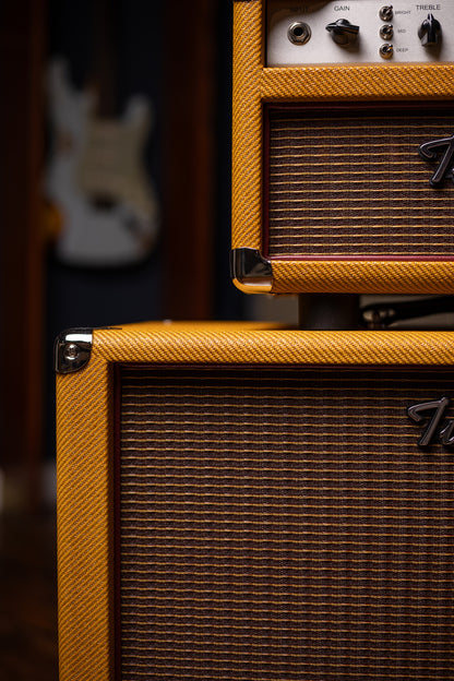 Two-Rock Studio Signature 120v Head and 1x12 Open Back 2R12 Speaker Cabinet - Amber Lacquered Tweed, Silver Anodized, Oxblood Stripe Cloth, Black Knobs, Maroon Pipping