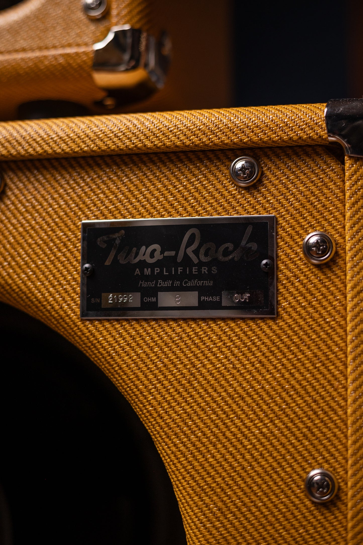 Two-Rock Studio Signature 120v Head and 1x12 Open Back 2R12 Speaker Cabinet - Amber Lacquered Tweed, Silver Anodized, Oxblood Stripe Cloth, Black Knobs, Maroon Pipping