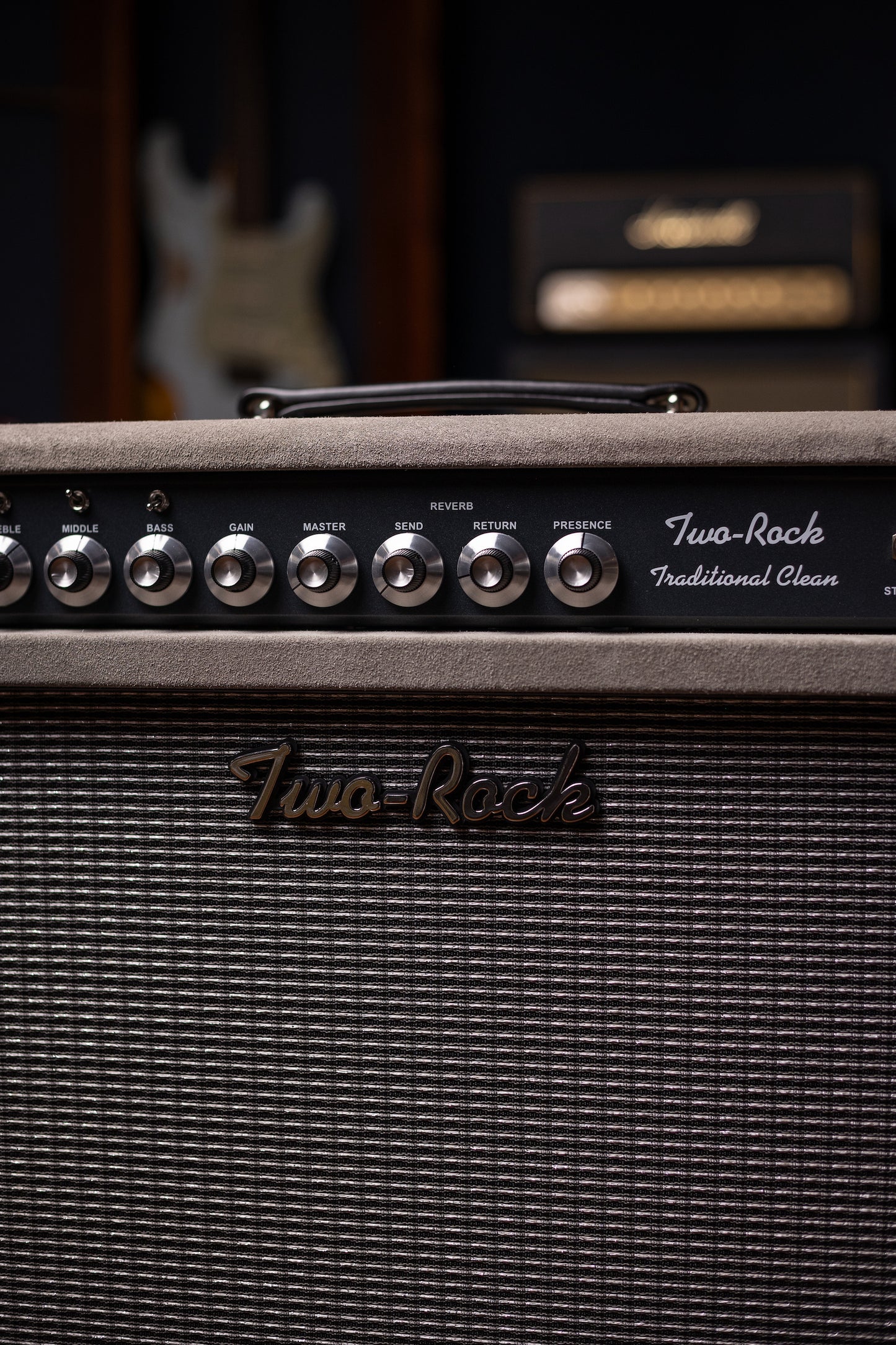 Two-Rock Traditional Clean 100 Watt 1x12” Tube Combo Amp - Dark Grey Suede, Vintage Silver Cloth, Black Piping, Silver Knobs