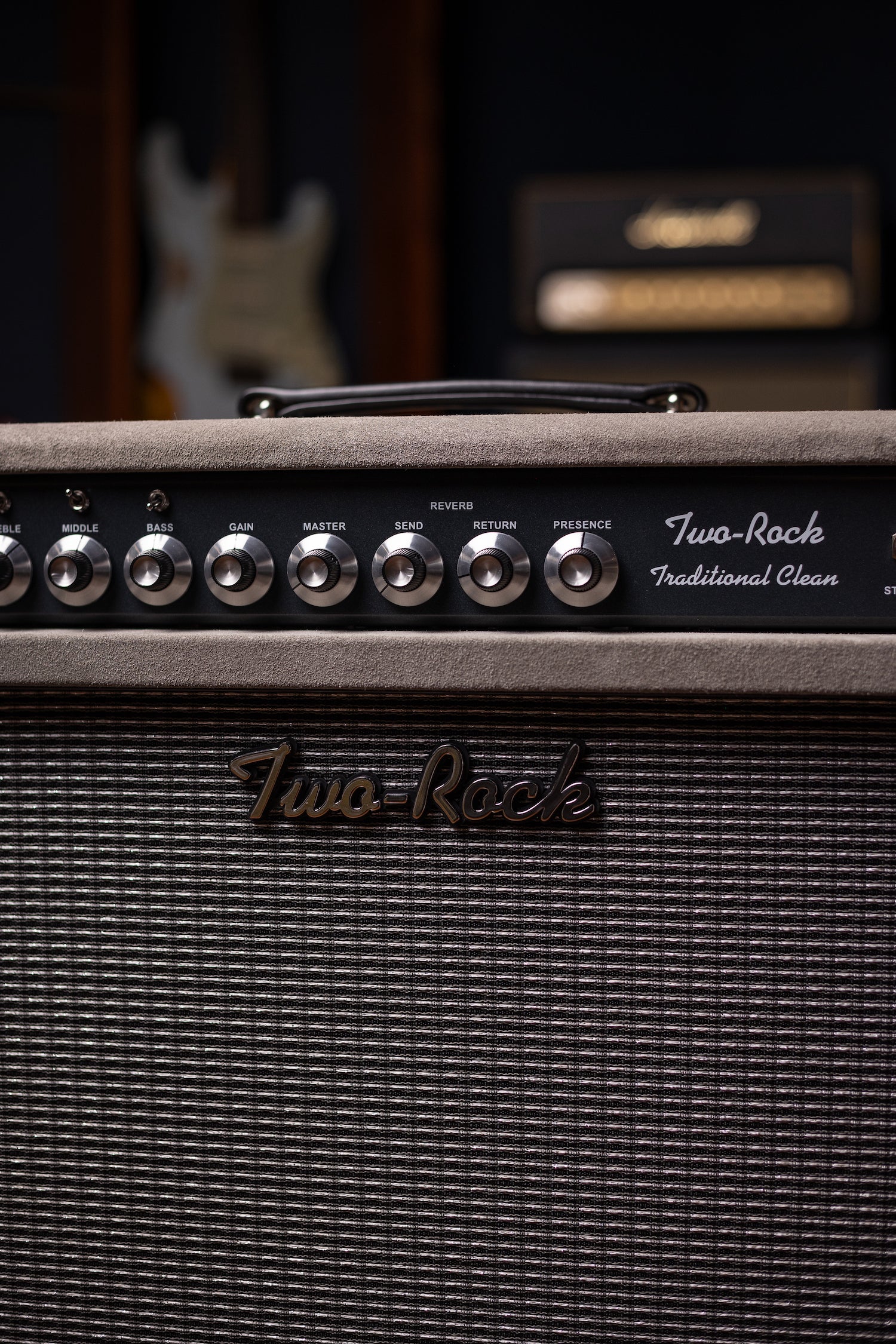 Two-Rock Traditional Clean 100 Watt 1x12” Tube Combo Amp - Dark Grey Suede, Vintage Silver Cloth, Black Piping, Silver Knobs