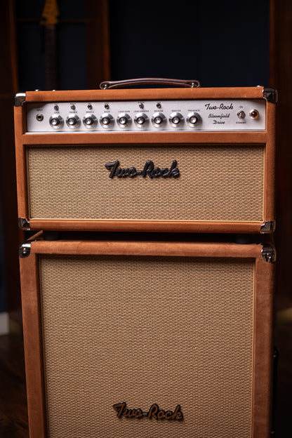 Two-Rock Bloomfield Drive 100/50w Tube Head and Cabinet - Tobacco Suede, Cane Cloth, Silver Anodized, Buckskin Piping, Silver Knobs, TR12 Speakers