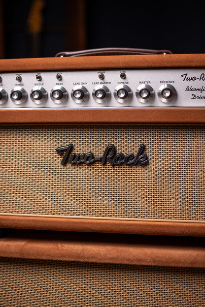 Two-Rock Bloomfield Drive 100/50w Tube Head and Cabinet - Tobacco Suede, Cane Cloth, Silver Anodized, Buckskin Piping, Silver Knobs, TR12 Speakers