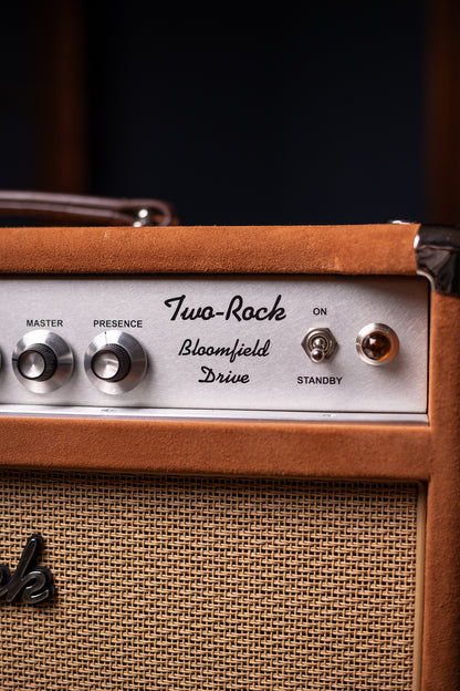 Two-Rock Bloomfield Drive 100/50w Tube Head and Cabinet - Tobacco Suede, Cane Cloth, Silver Anodized, Buckskin Piping, Silver Knobs, TR12 Speakers