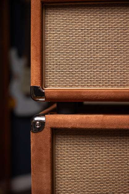 Two-Rock Bloomfield Drive 100/50w Tube Head and Cabinet - Tobacco Suede, Cane Cloth, Silver Anodized, Buckskin Piping, Silver Knobs, TR12 Speakers