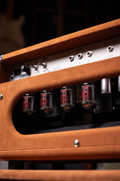 Two-Rock Bloomfield Drive 100/50w Tube Head and Cabinet - Tobacco Suede, Cane Cloth, Silver Anodized, Buckskin Piping, Silver Knobs, TR12 Speakers