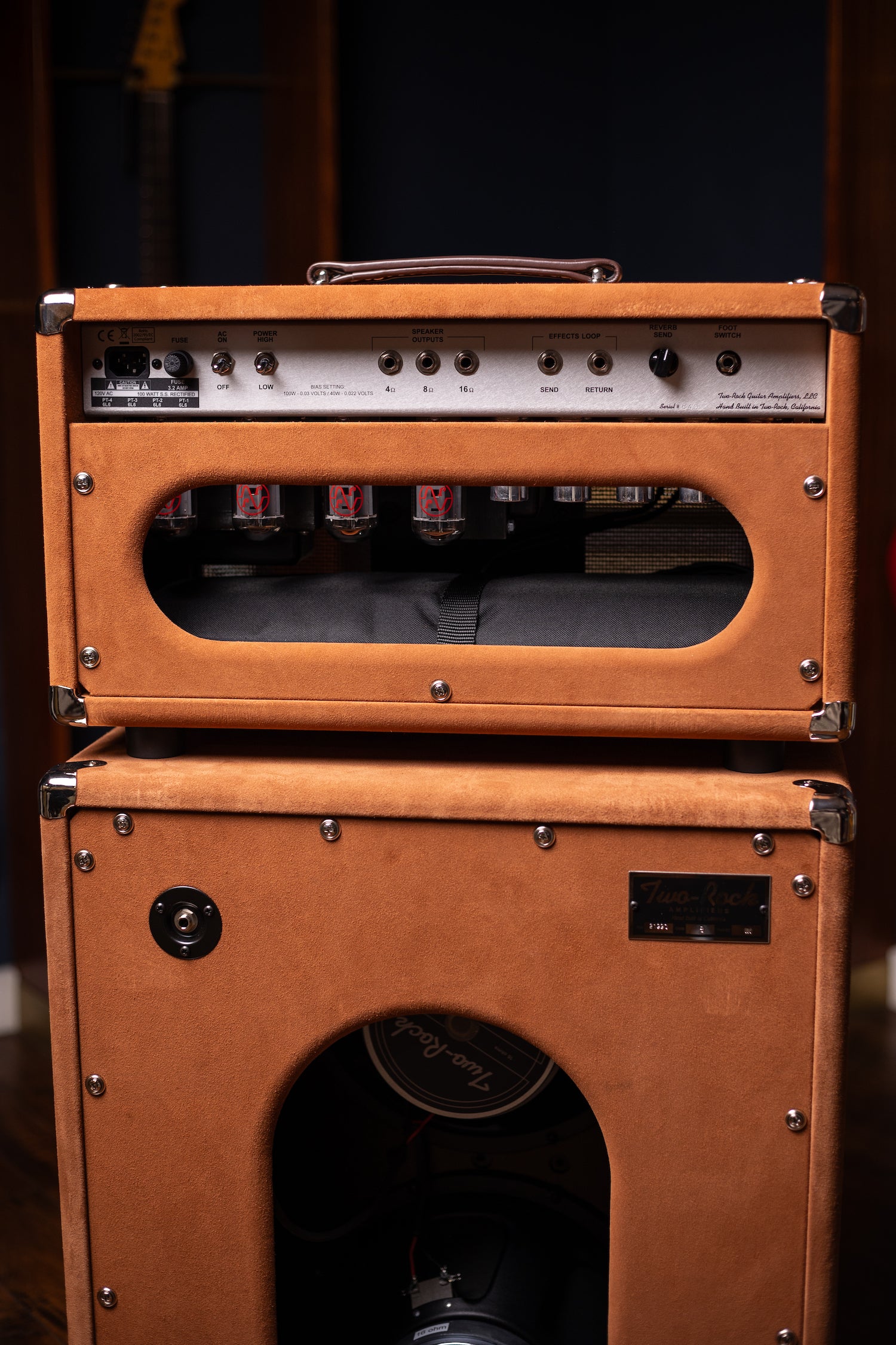 Two-Rock Bloomfield Drive 100/50w Tube Head and Cabinet - Tobacco Suede, Cane Cloth, Silver Anodized, Buckskin Piping, Silver Knobs, TR12 Speakers