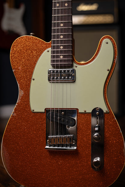Fender Dual Stack HS Tele Relic Electric Guitar - Orange Sparkle Top with Natural Body