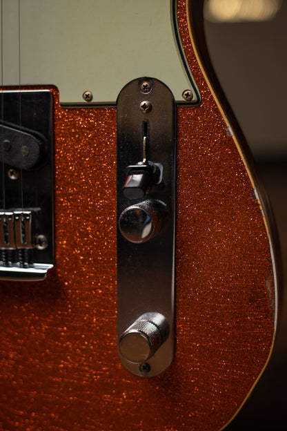 Fender Dual Stack HS Tele Relic Electric Guitar - Orange Sparkle Top with Natural Body
