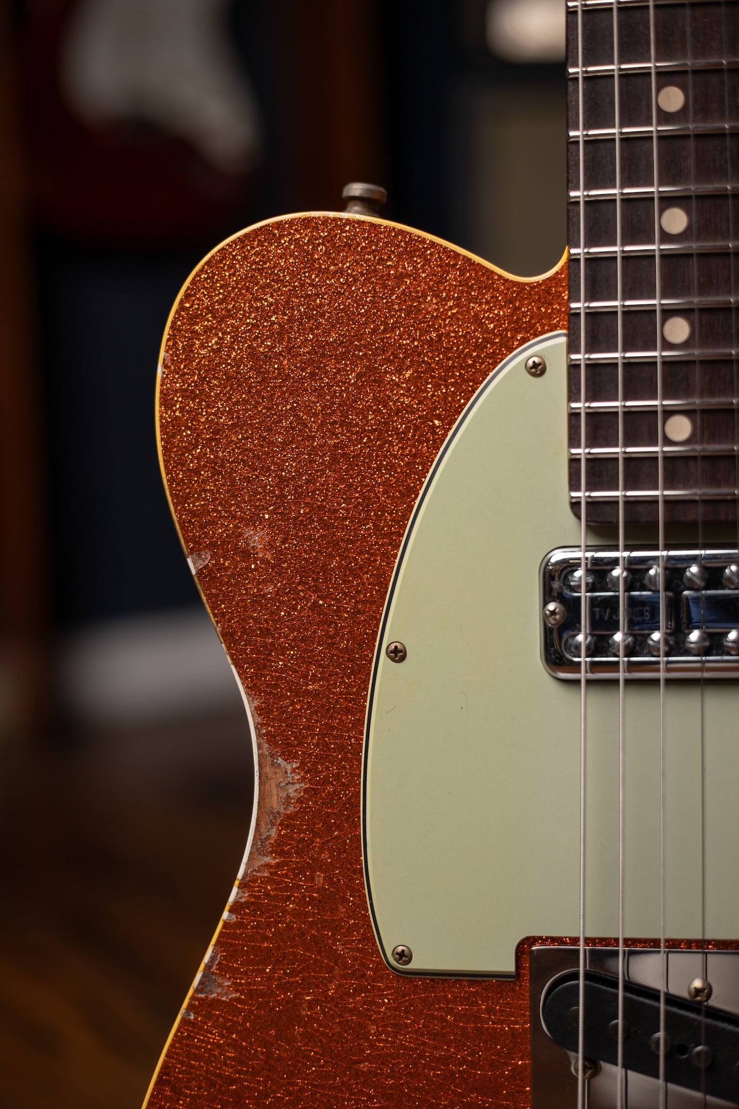 Fender Dual Stack HS Tele Relic Electric Guitar - Orange Sparkle Top with Natural Body