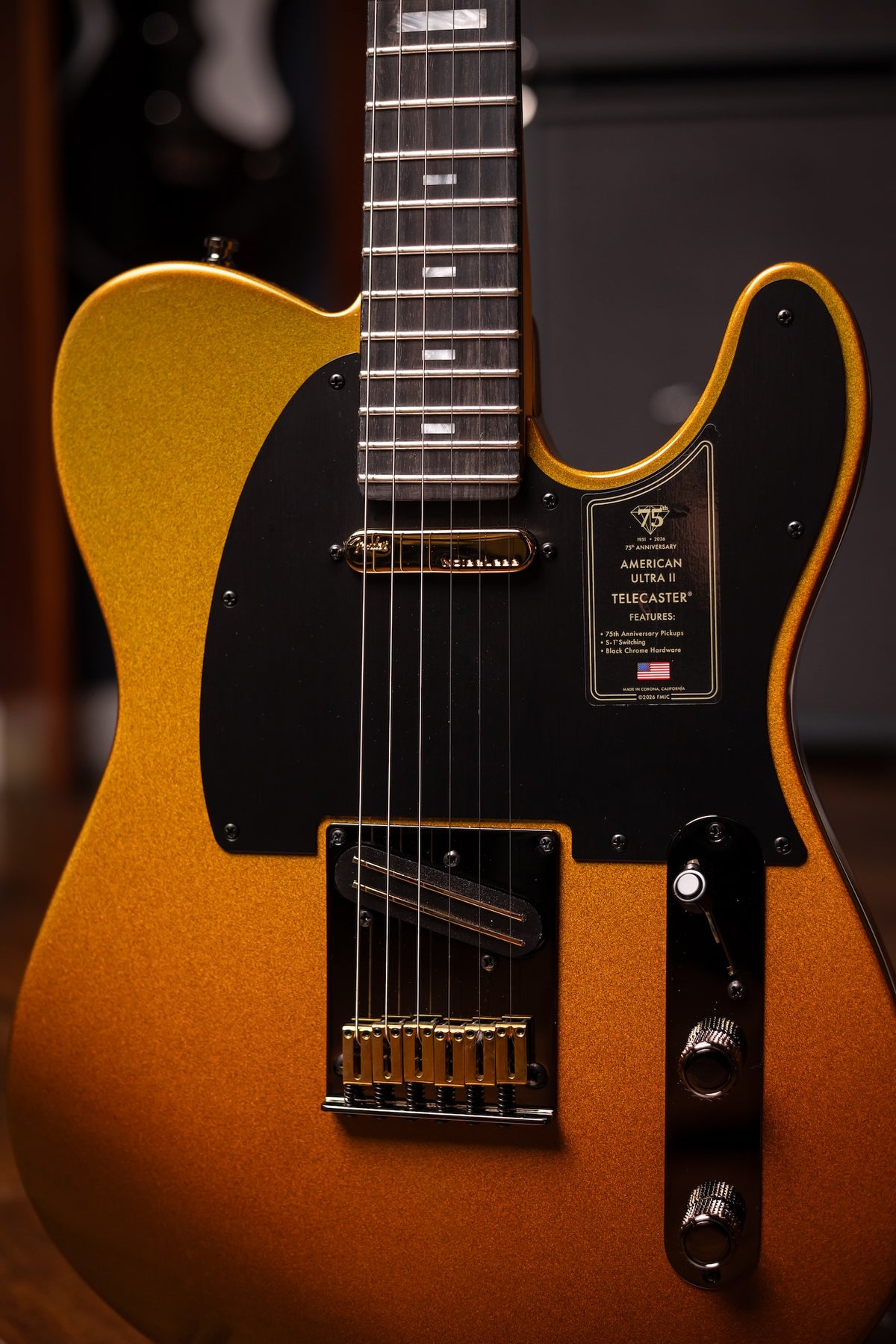 Fender 75th Anniversary American Ultra II Telecaster Ebony Fingerboard, Electric Guitar - Liquid Gold