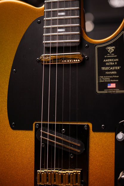 Fender 75th Anniversary American Ultra II Telecaster Ebony Fingerboard, Electric Guitar - Liquid Gold