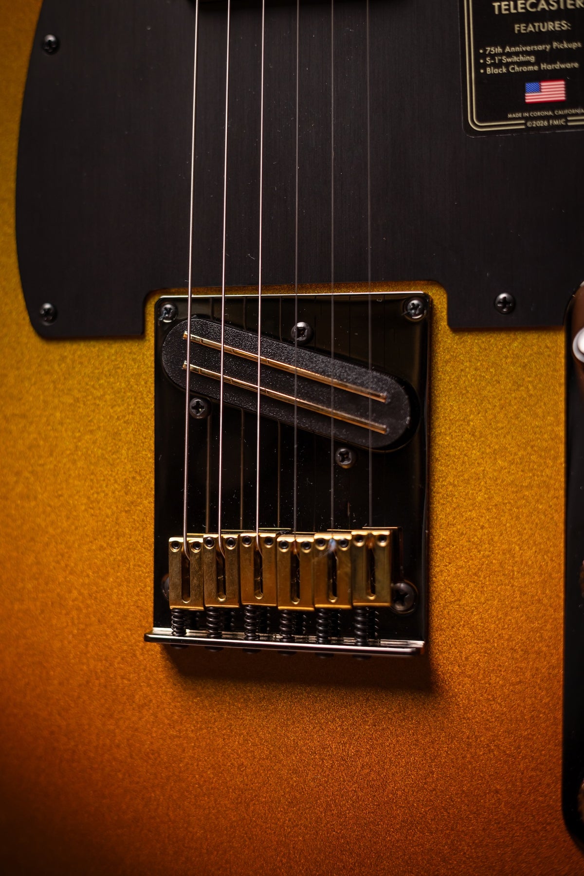 Fender 75th Anniversary American Ultra II Telecaster Ebony Fingerboard, Electric Guitar - Liquid Gold