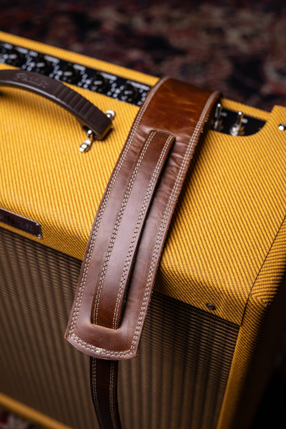Walt Grace Vintage Leather Guitar Straps - Wide Dark Brown