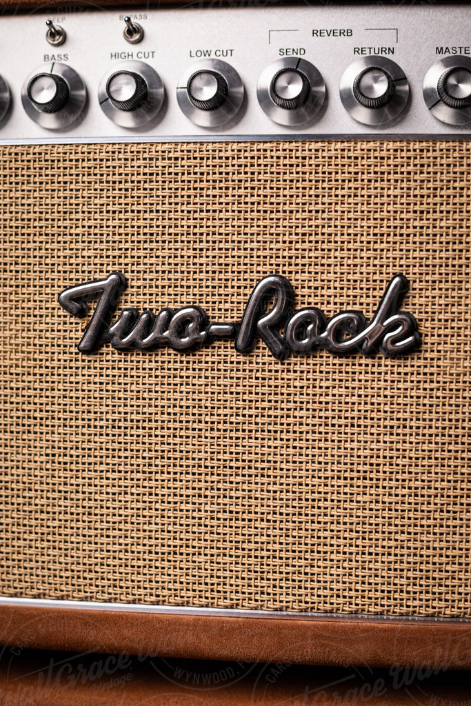 IN STOCK! Two-Rock Silver Sterling Signature 150w Tube Head and Cabinet (SSS Width) - Tobacco Suede, Silver Chassis, Cane Grill, Silver Skirt Knobs