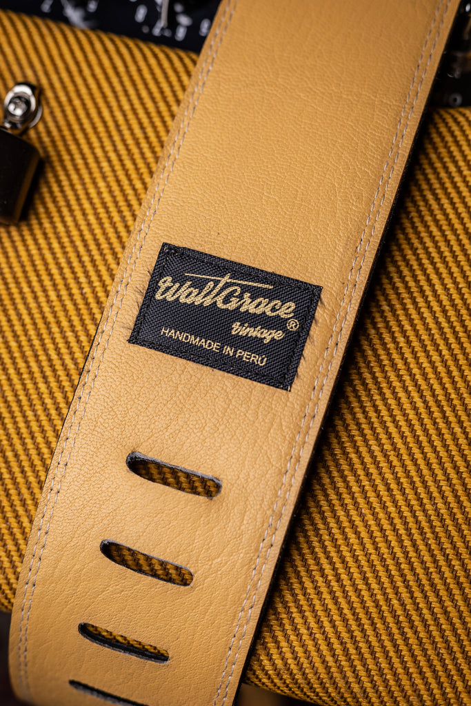 Walt Grace Vintage Leather Guitar Straps - Wide Black