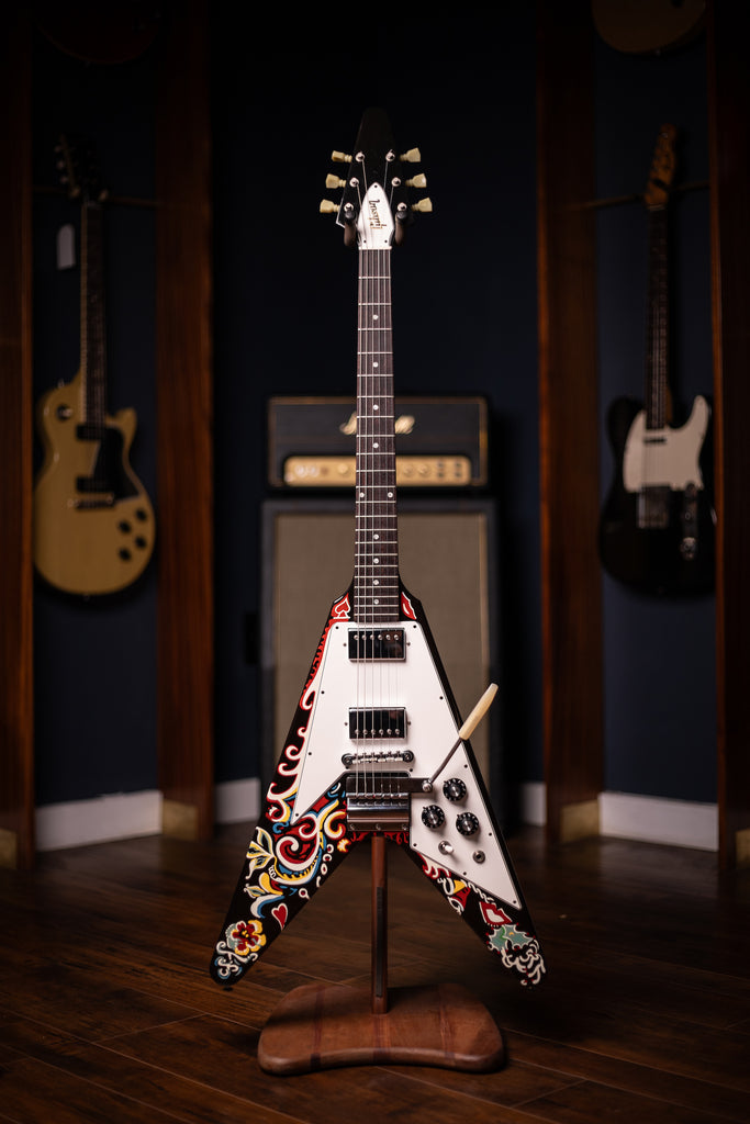 2006 Gibson Custom Shop Jimi Hendrix Psychedelic Flying V Electric Guitar - Ebony
