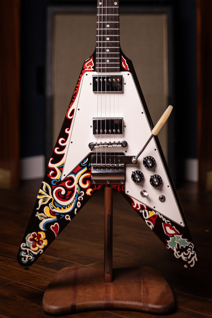 2006 Gibson Custom Shop Jimi Hendrix Psychedelic Flying V Electric Guitar - Ebony