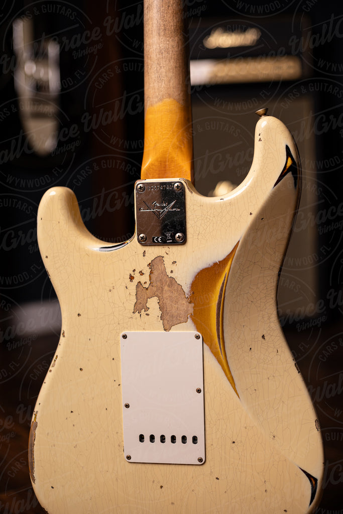 Fender Custom Shop '61 Stratocaster Heavy Relic Electric Guitar - Vintage White Over Sunburst