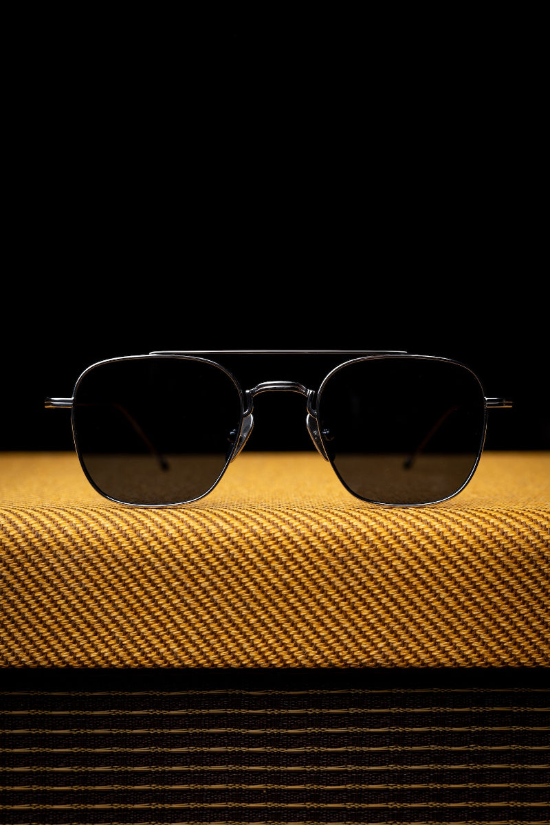 Johann Wolff Sunglasses -Flieger in White Gold w/ CR-39 Blue Lenses