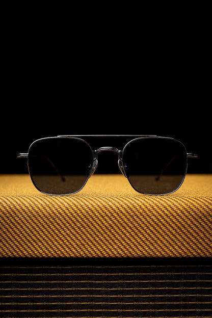 Johann Wolff Sunglasses -Flieger in White Gold w/ CR-39 Blue Lenses