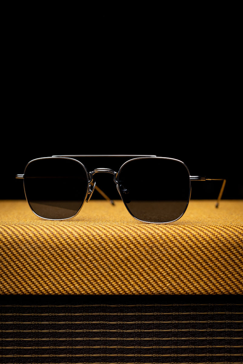 Johann Wolff Sunglasses -Flieger in White Gold w/ CR-39 Blue Lenses