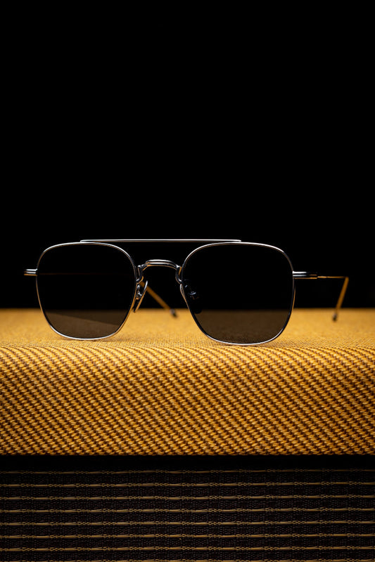 Johann Wolff Sunglasses -Flieger in White Gold w/ CR-39 Blue Lenses