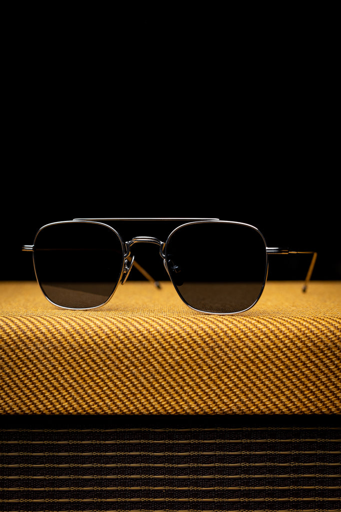 Johann Wolff Sunglasses - Flieger in White Gold w/ CR-39 Blue Lenses