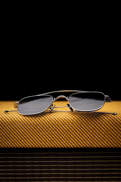 Johann Wolff Sunglasses -Flieger in White Gold w/ CR-39 Blue Lenses