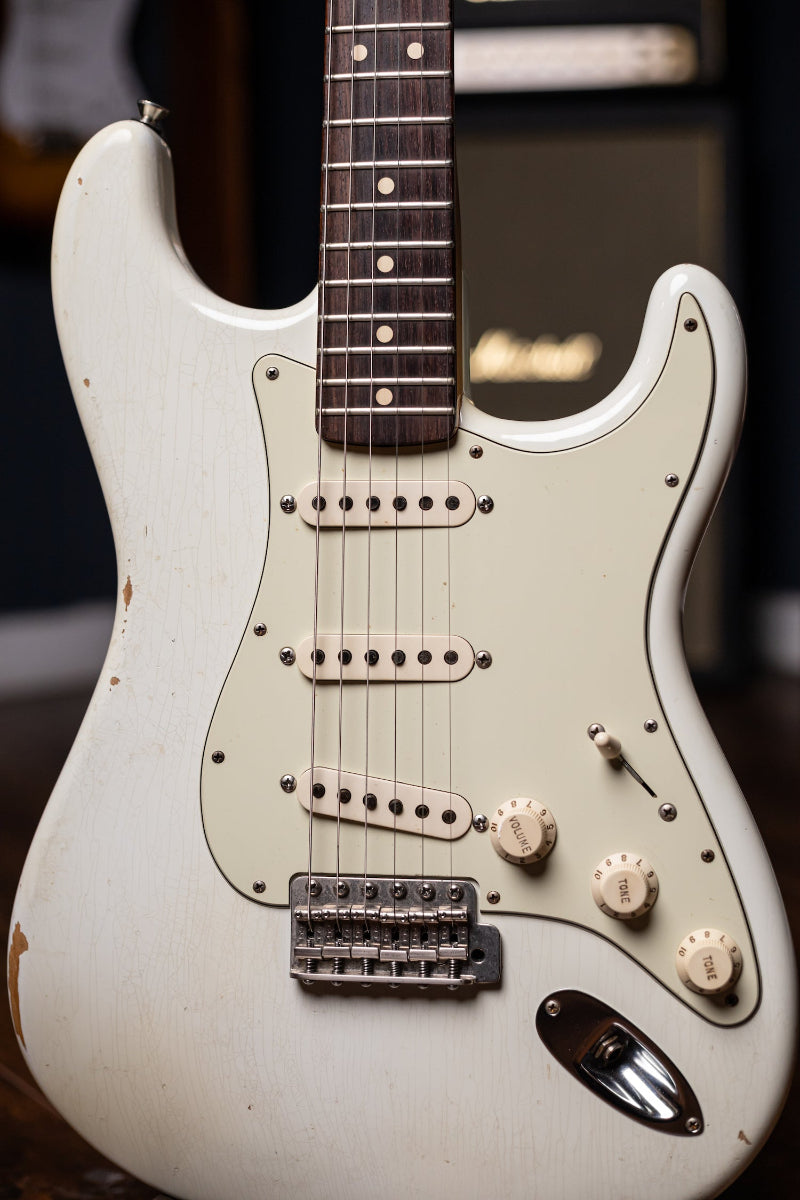 2014 Fender Custom Shop 1963 Stratocaster Relic Electric Guitar - Olympic White
