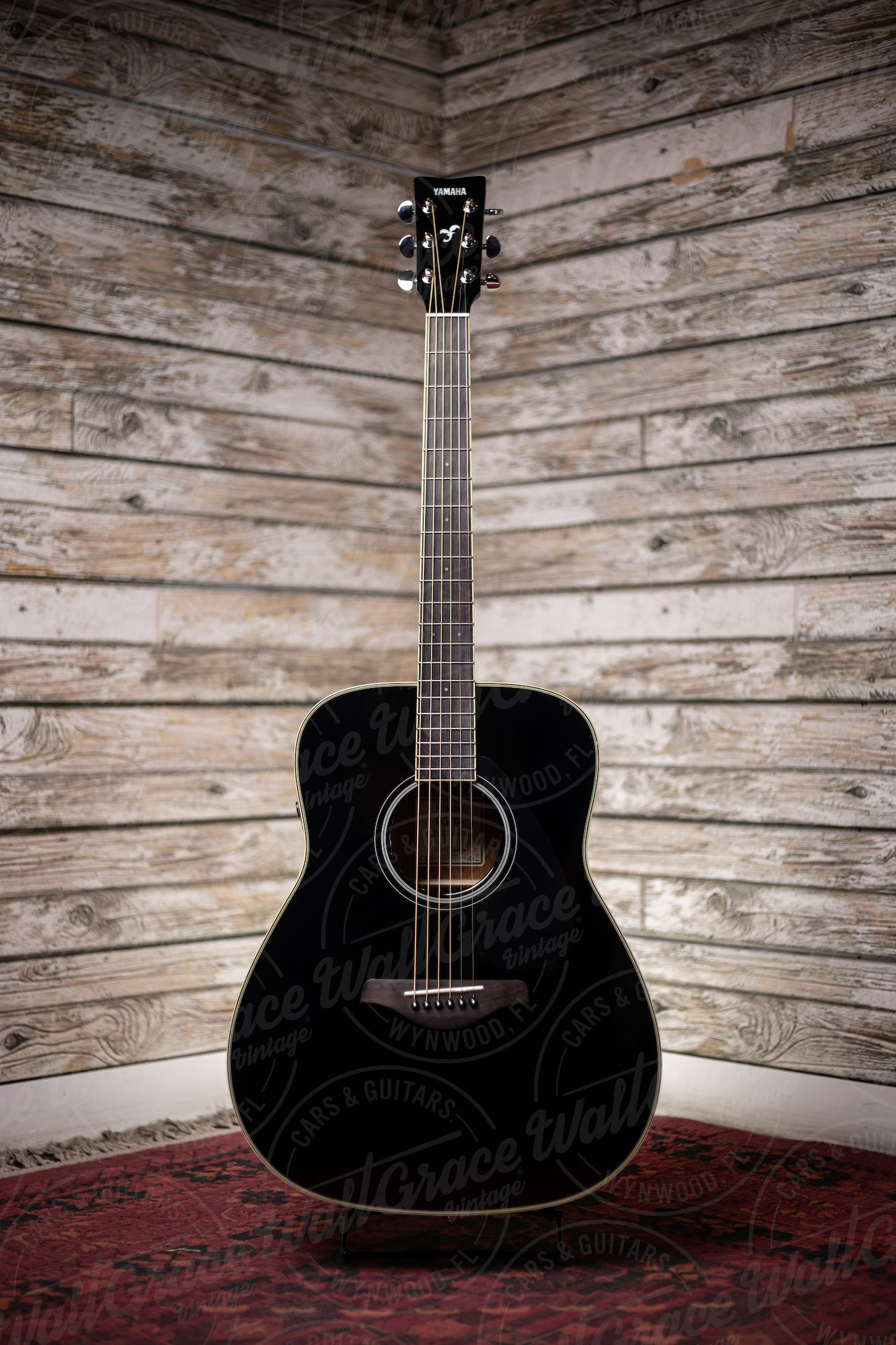 Yamaha FG-TA TransAcoustic Dreadnought Guitar - Black