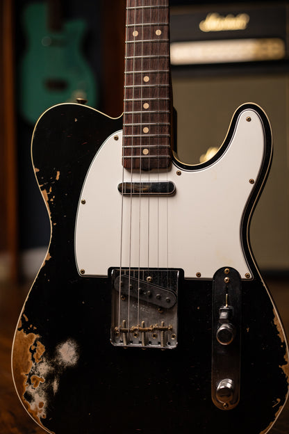 Fender Custom Shop 1960 Telecaster Custom Electric Guitar - Heavy Relic Aged Black