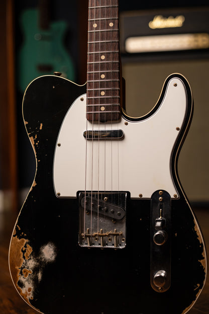 Fender Custom Shop 1960 Telecaster Custom Electric Guitar - Heavy Relic Aged Black
