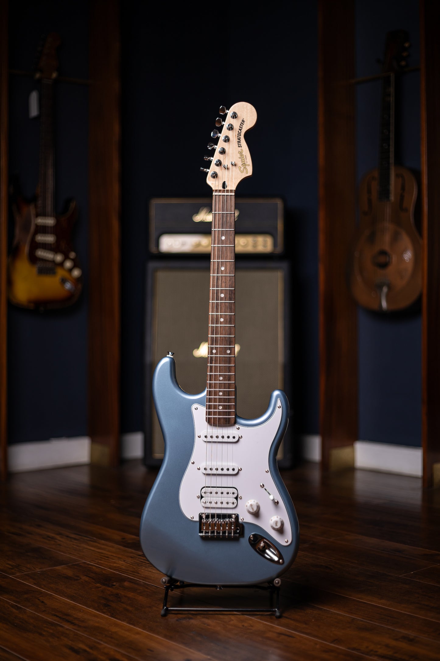 Squier Affinty Stratocaster Junior HSS Electric Guitar - Ice Blue Metallic