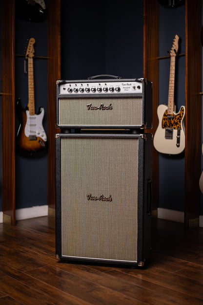 PRE-ORDER | Two-Rock Bloomfield Drive 100/50w Tube Head and Cabinet - Black Bronco Tolex, Salt & Pepper Grill Cloth, Silver Skirt Knobs, White Piping
