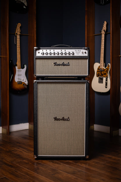 PRE-ORDER | Two-Rock Bloomfield Drive 100/50w Tube Head and Cabinet - Black Bronco Tolex, Salt & Pepper Grill Cloth, Silver Skirt Knobs, White Piping