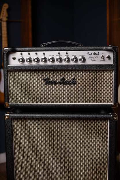 PRE-ORDER | Two-Rock Bloomfield Drive 100/50w Tube Head and Cabinet - Black Bronco Tolex, Salt & Pepper Grill Cloth, Silver Skirt Knobs, White Piping