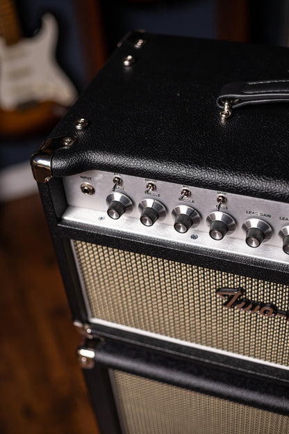 PRE-ORDER | Two-Rock Bloomfield Drive 100/50w Tube Head and Cabinet - Black Bronco Tolex, Salt & Pepper Grill Cloth, Silver Skirt Knobs, White Piping
