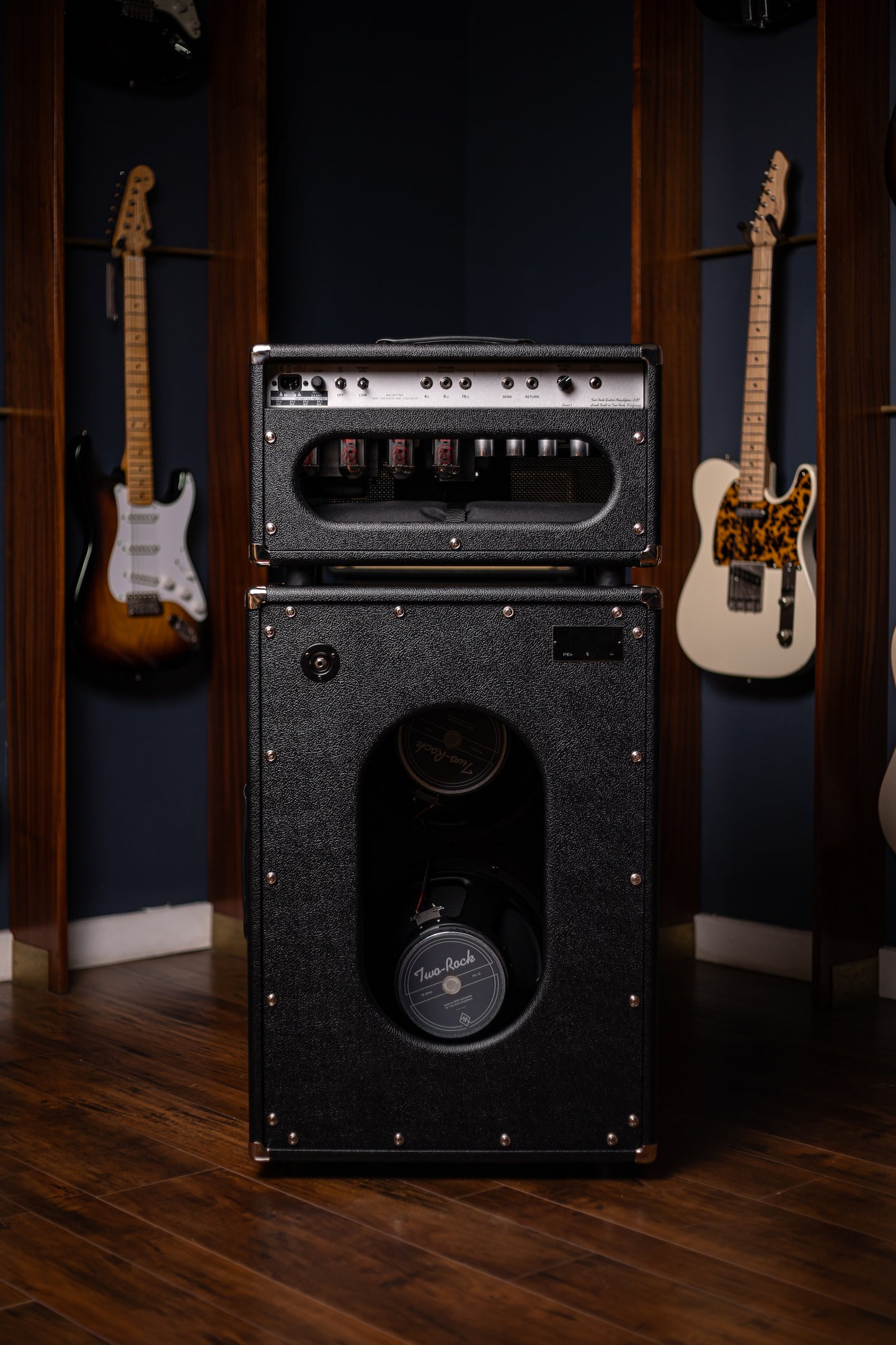PRE-ORDER | Two-Rock Bloomfield Drive 100/50w Tube Head and Cabinet - Black Bronco Tolex, Salt & Pepper Grill Cloth, Silver Skirt Knobs, White Piping