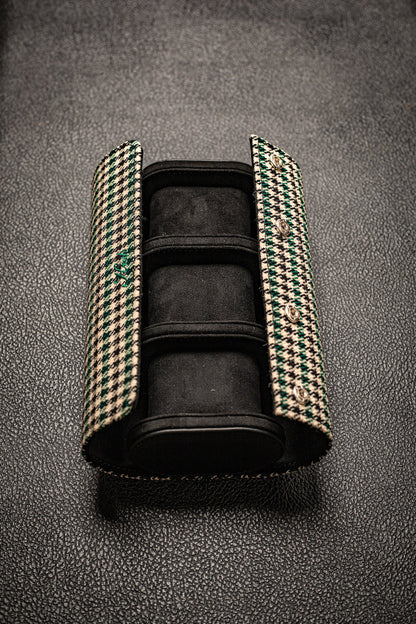 KRUK Green Pepita Triple Watch Travel & Storage Case