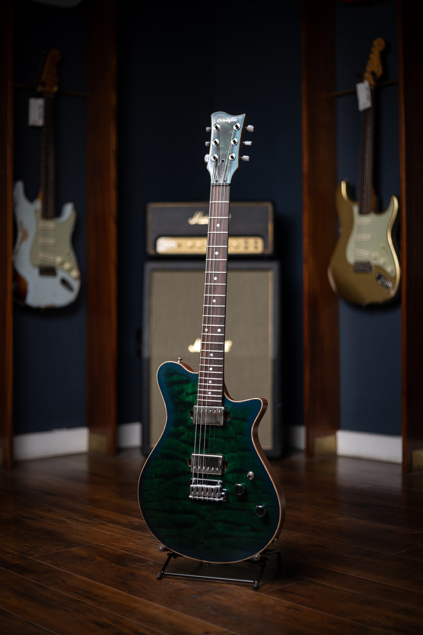 Carneglia Custom Shop Sublime Flame Maple Top Electric Guitar - Green Metallic Burst