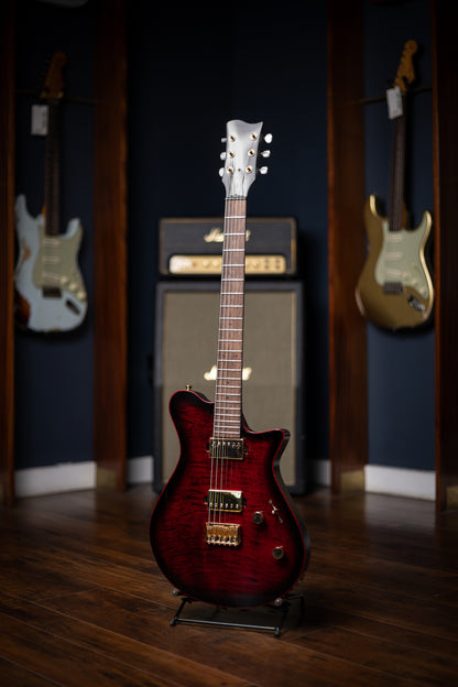 Carneglia Custom Shop Sublime Flame Maple Top Electric Guitar - Diablo Translucent Red Burst