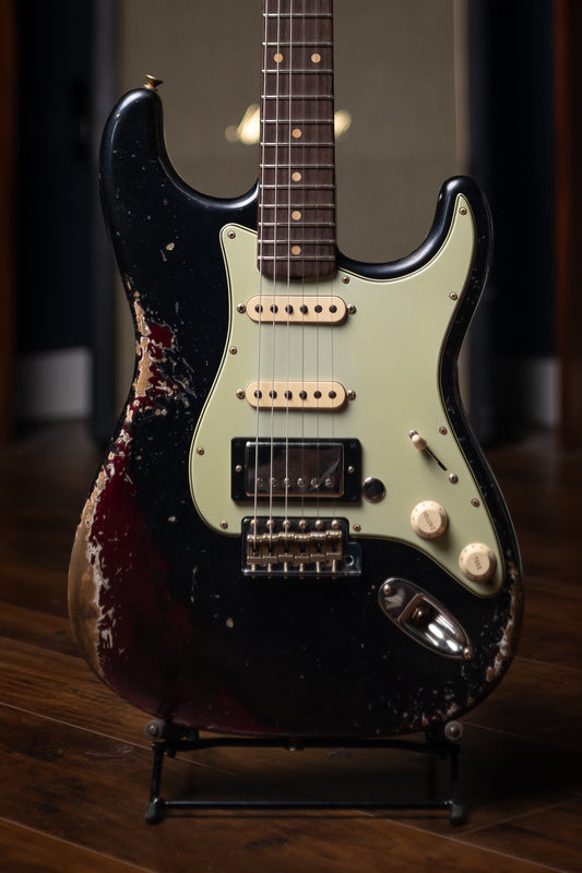 Limited Edition '59 Strat HSS Heavy Relic - Black Pearl over Midnight Wine