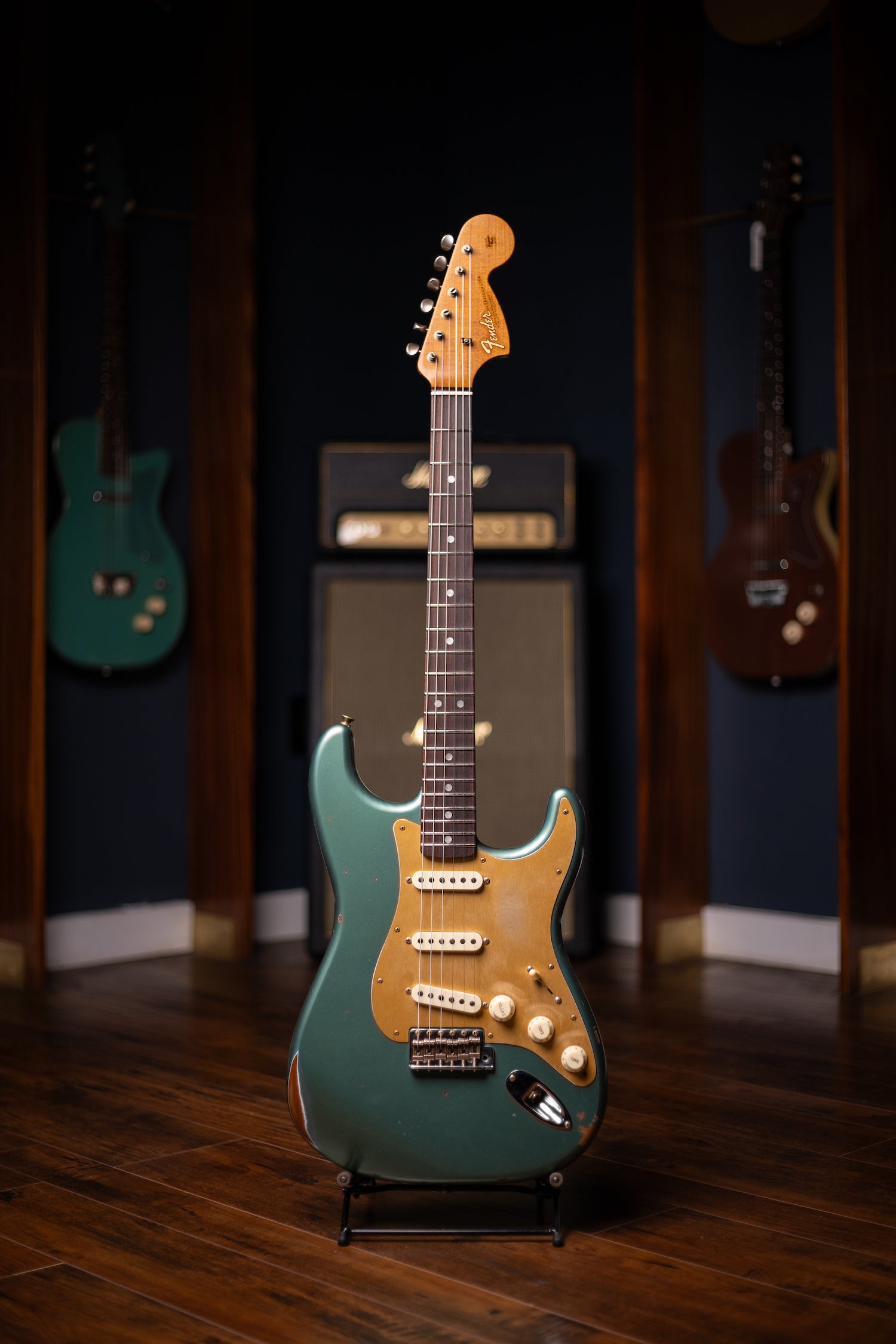 Fender Custom Shop Limited Edition Roasted "Big Head" Stratocaster® Relic® Electric Guitar - Faded Aged Sherwood Green Metallic