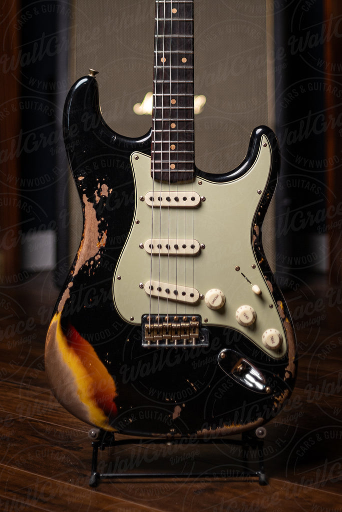 Fender Custom Shop 1960 Stratocaster Heavy Relic Electric Guitar - Aged Black over Sunburst