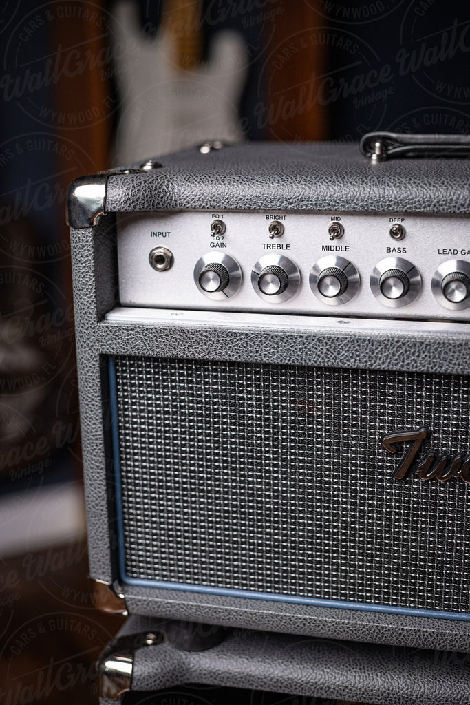 Used Two-Rock Bloomfield Drive 40/20 Head and 1x12 Combo Cabinet - Grey Tolex, Silver Thread Grill, Blue Piping