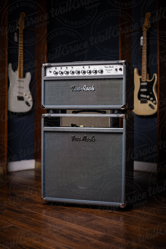 Used Two-Rock Bloomfield Drive 40/20 Head and 1x12 Combo Cabinet - Grey Tolex, Silver Thread Grill, Blue Piping