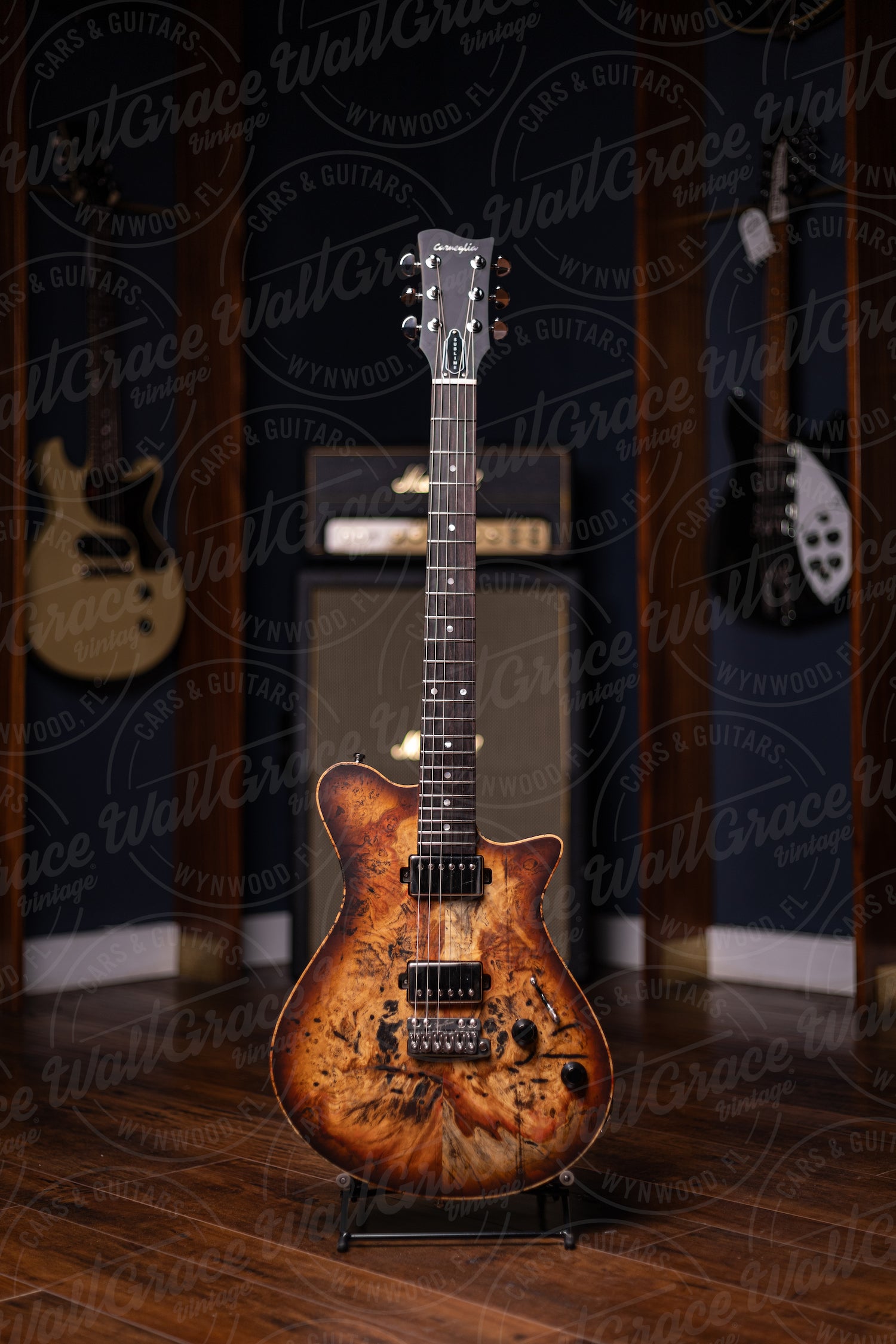 2023 Carneglia Sublime Burl Top Brazilian Board Electric Guitar - Tobacco Burst